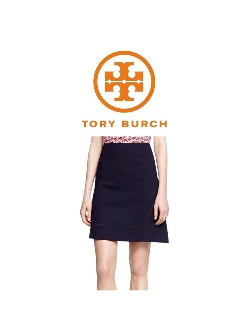Tory Burch Women's Navy Thea A-line Wool Skirt NWT Size 14 - Picture 2 of 9